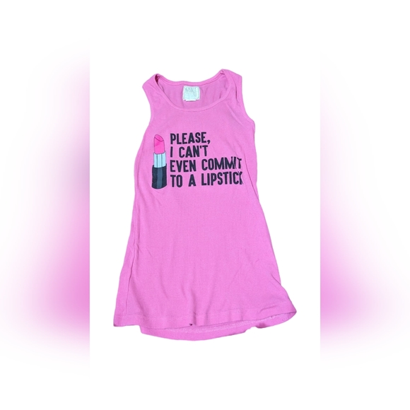 Mentally Exhausted Hot Pink Graphic Tank Top, No Size Tag S/M??, Pre-Loved - Picture 1 of 4